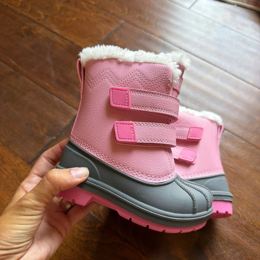 Cat & Jack Denver Pink Waterproof Snow Boots Faux Fur Trim Toddler Size 7 NEW